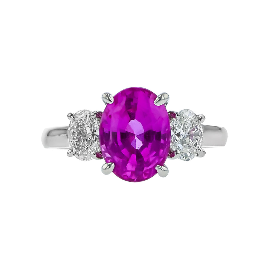 Platinum Pink Sapphire and Diamond Ring