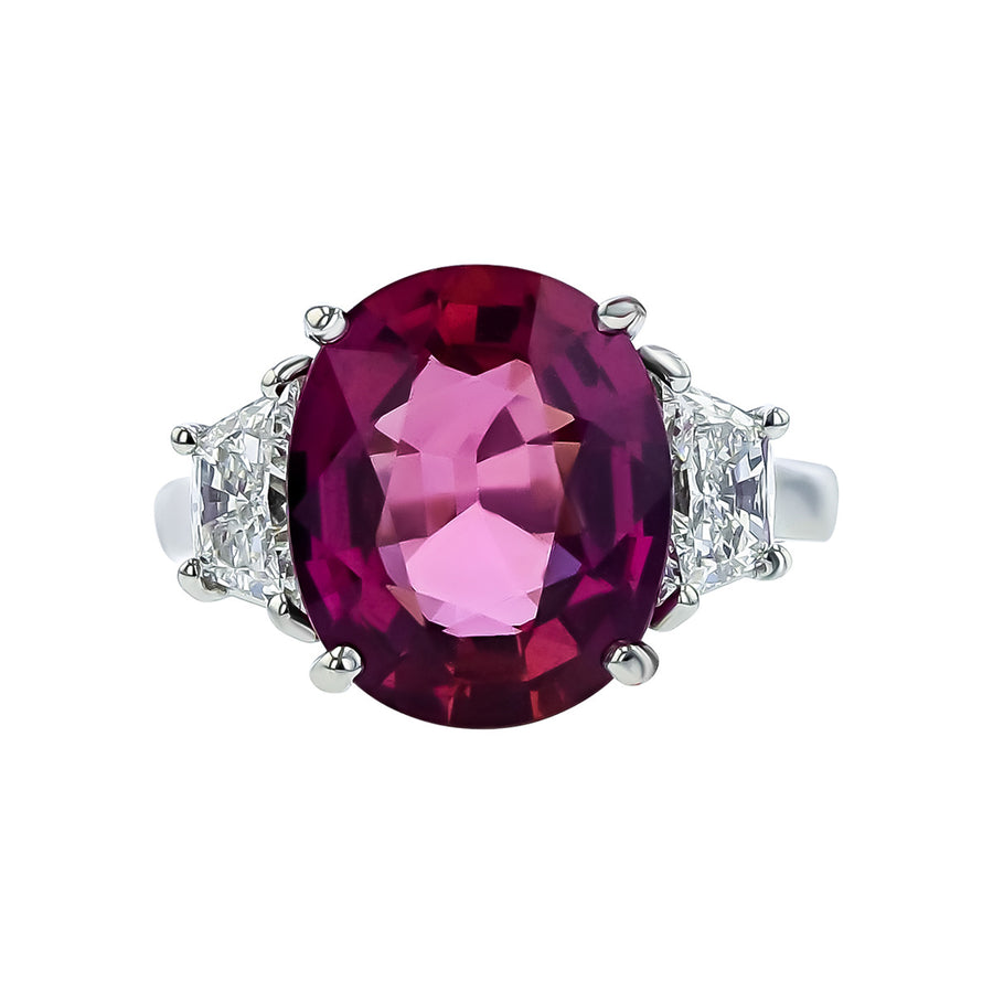 Platinum 6.08-carat Purple Sapphire 3-Stone Ring