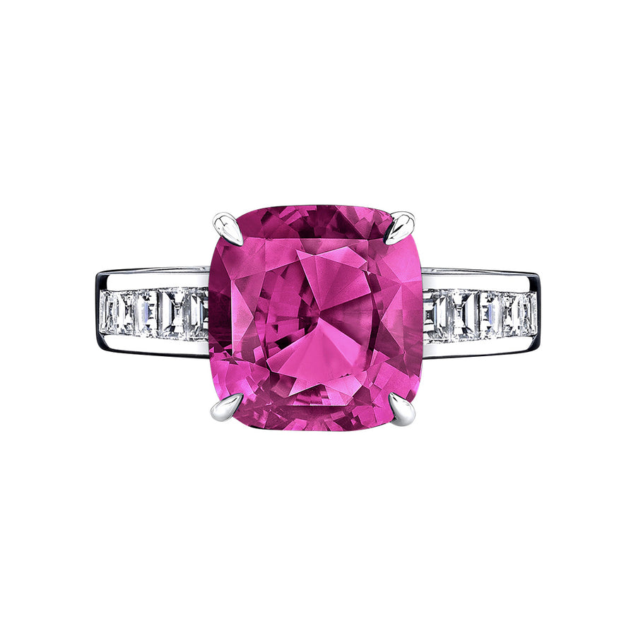Platinum Pink Sapphire and Diamond Ring