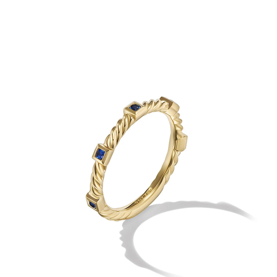 Cable Collectibles Stack Ring in 18K Yellow Gold with Blue Sapphires