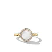 Petite DY Elements Ring in 18K Yellow Gold with Mother of Pearl and Pave Diamonds