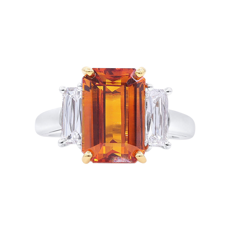 Platinum Orange Sapphire Ring