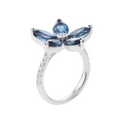 London Blue Topaz and Diamond Flower Ring
