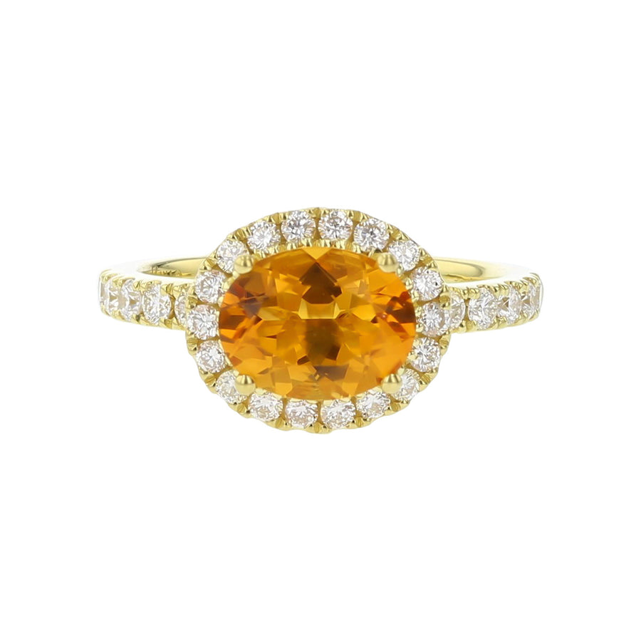 Oval Citrine and Diamond Halo Ring