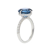 Asscher-cut London Blue Topaz and Diamond Ring