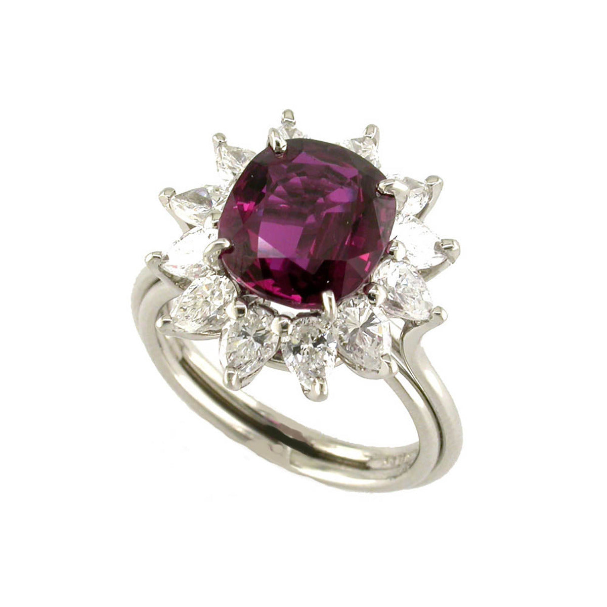 1.30ct ROUND CUT RUBY DIAMOND PLATINUM RING COCKTAIL ENGAGEMENT NATURAL  RICH RED