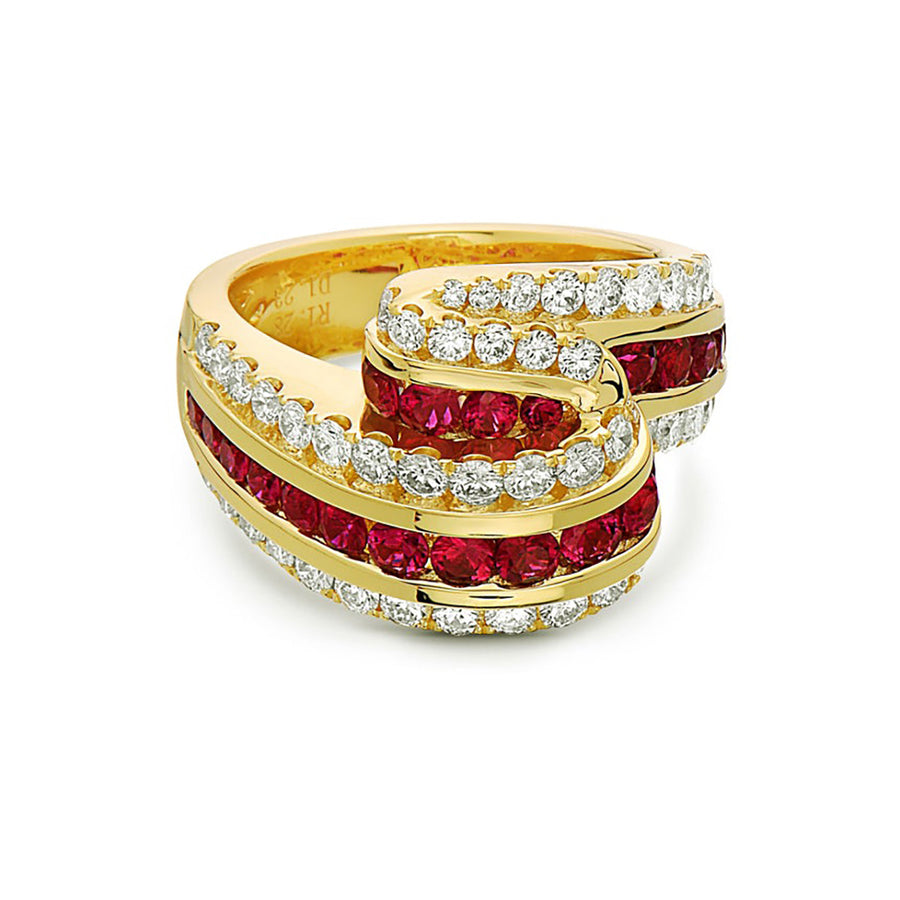 Ruby and Diamond Triple Fold Ring