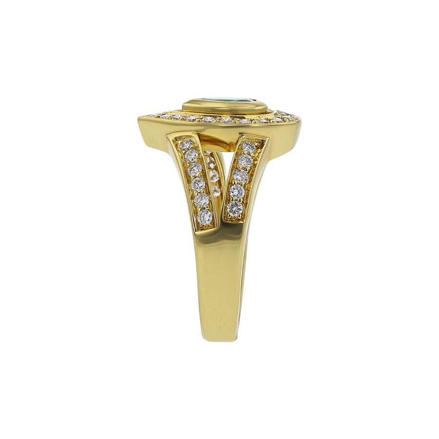 Pear Shape Emerald and Diamond Halo Ring