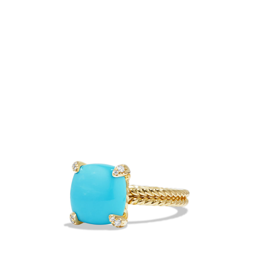 Chatelaine Ring with Turquoise and Diamonds in 18K Gold