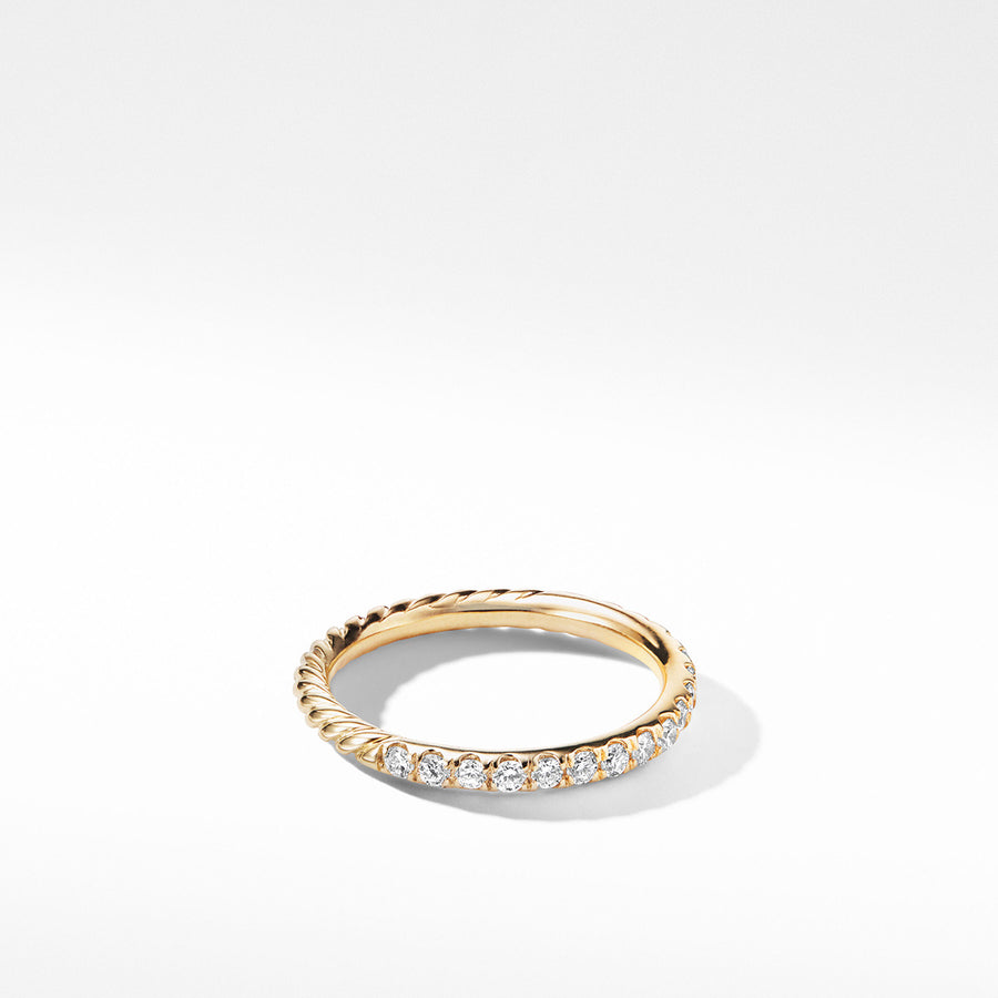 Cable Collectibles Stack Ring in 18K Yellow Gold with Pave Diamonds
