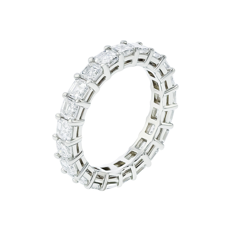 Platinum Eternity Band with Asscher Cut Diamonds