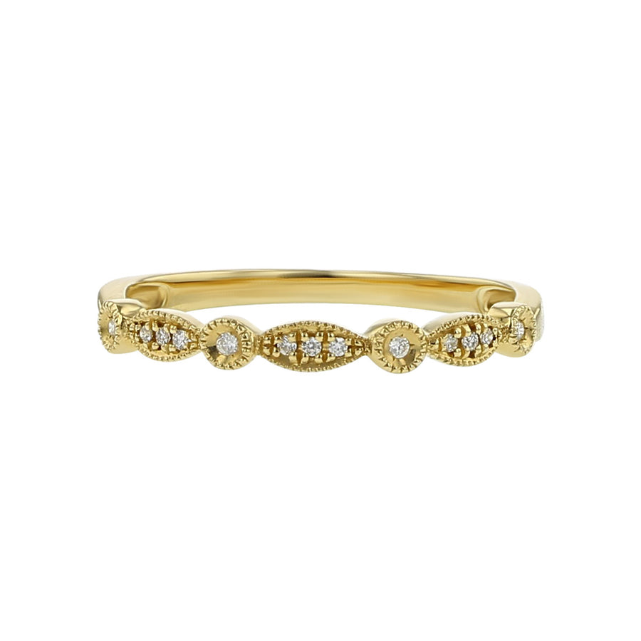 14K Yellow Gold Diamond Milgrain Wedding Band