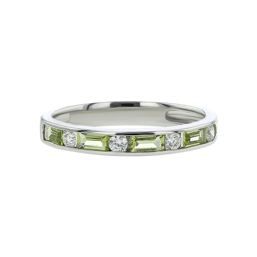 Peridot 14kt White Gold Ring with Diamonds