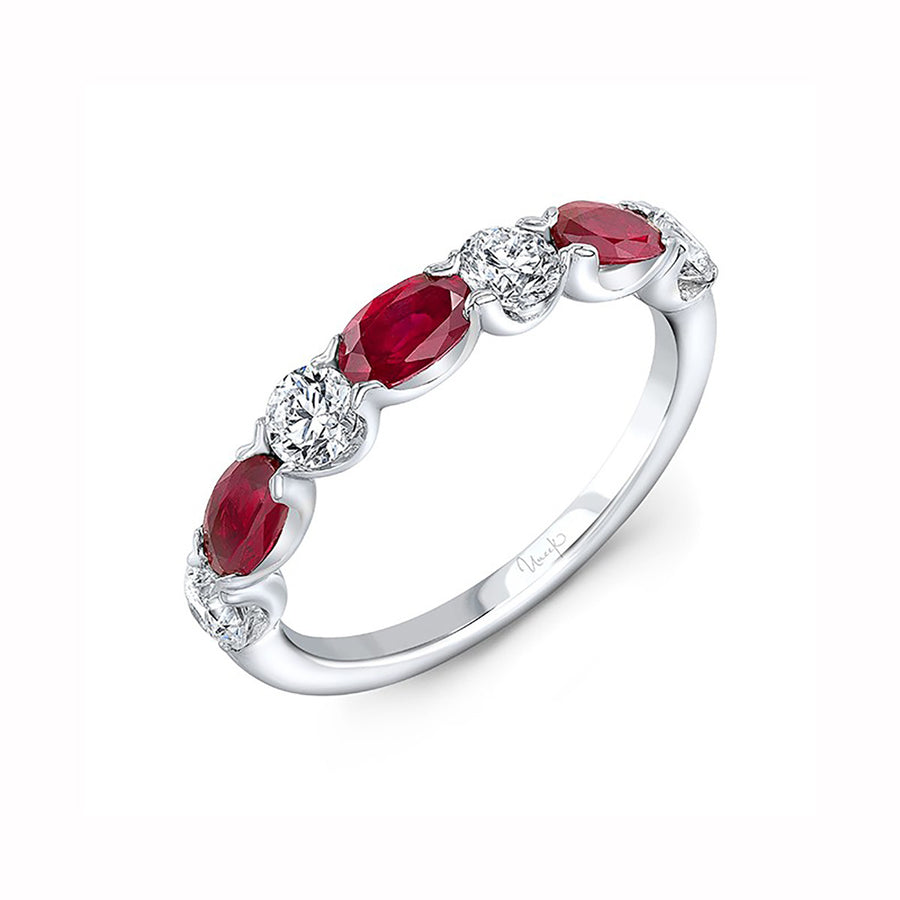 Ruby Wedding Band in 14K White Gold
