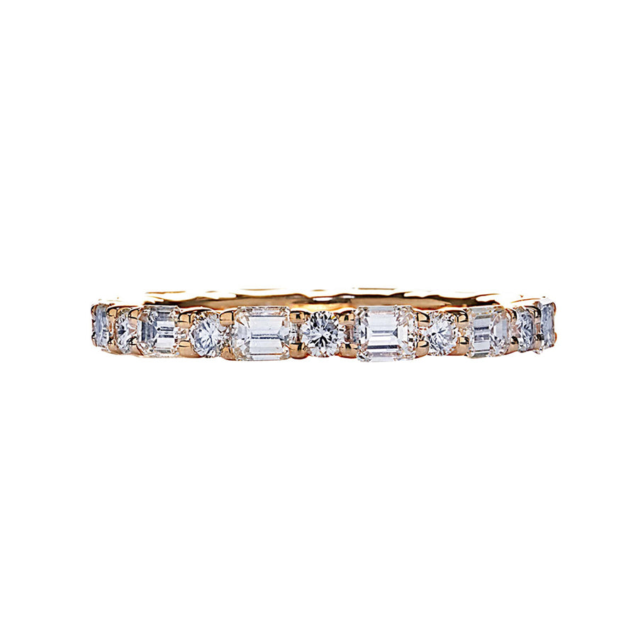 Emerald-cut and Round-cut Diamond Eternity Band