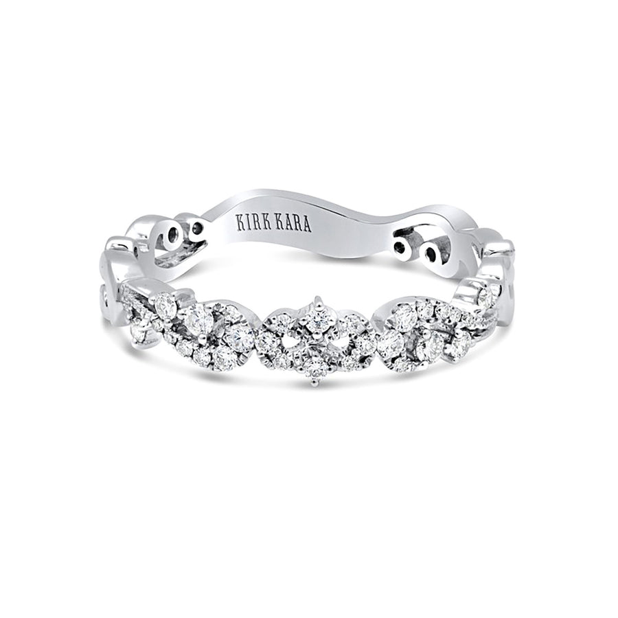 18K White Gold Artisan Milgrain Diamond Wedding Band