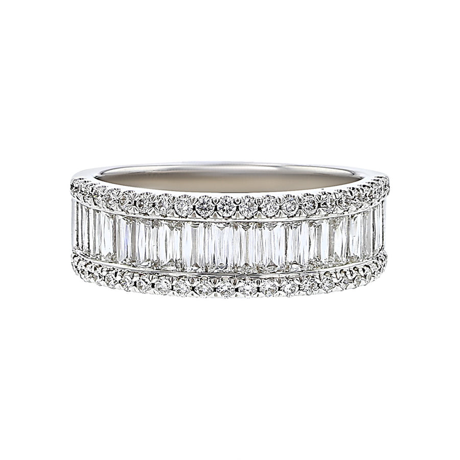 Crisscut 3 Row Diamond Wedding Band