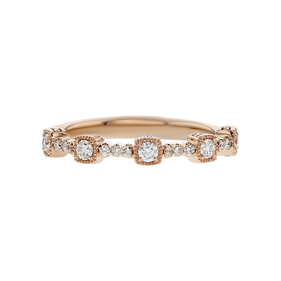 14K Rose Gold Diamond Partway Wedding Band