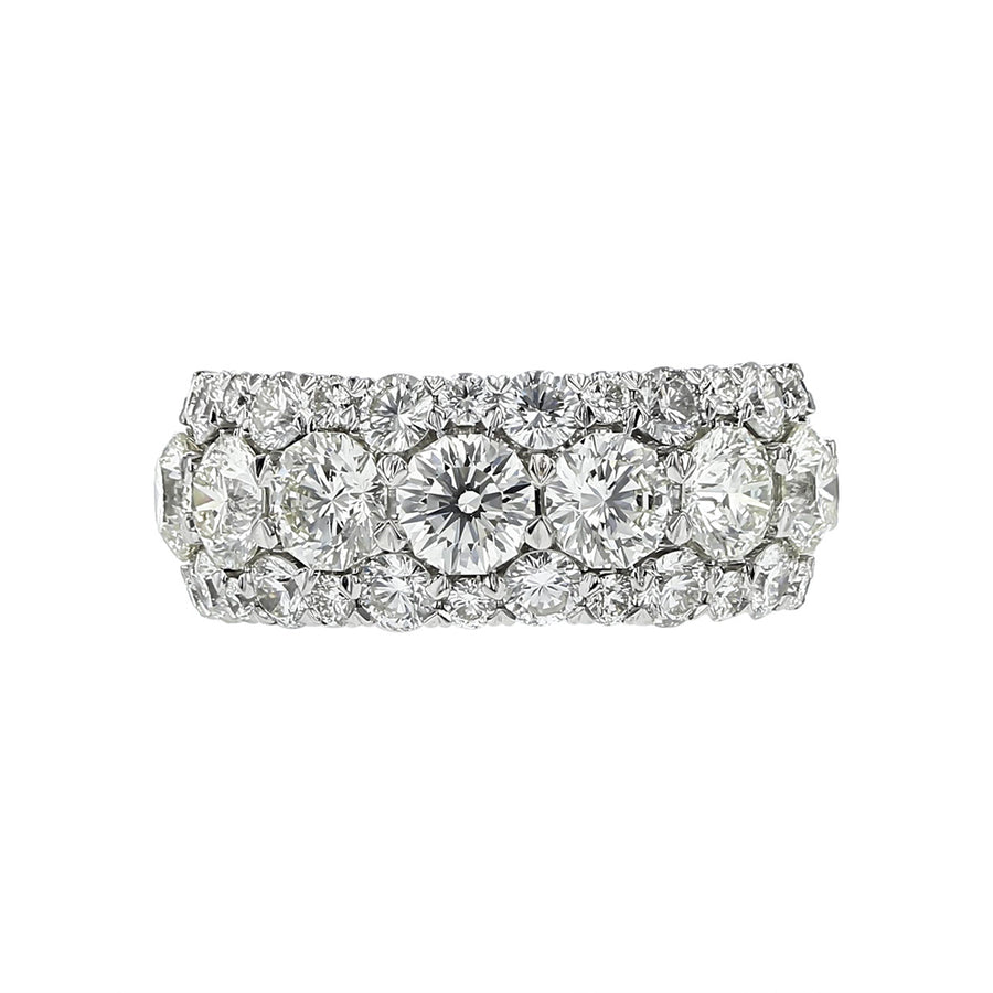 Crisscut Round Diamond Partway Wedding Band