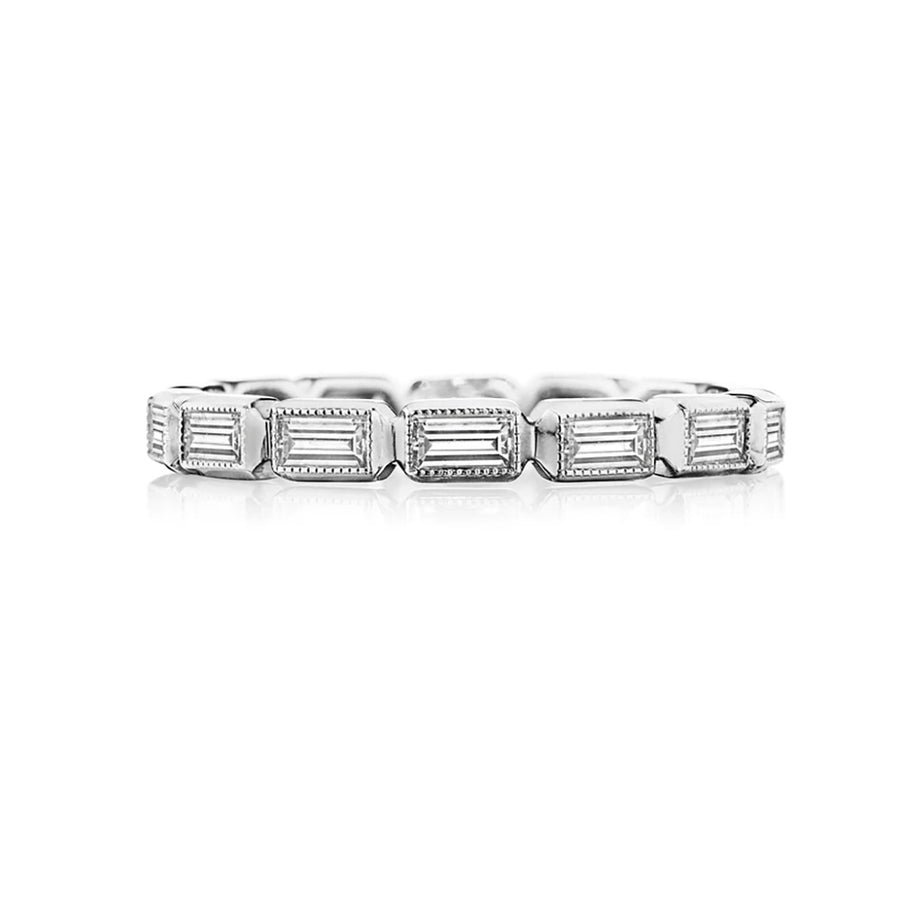 Moderne Deco Bezel Set Baguette Eternity Band