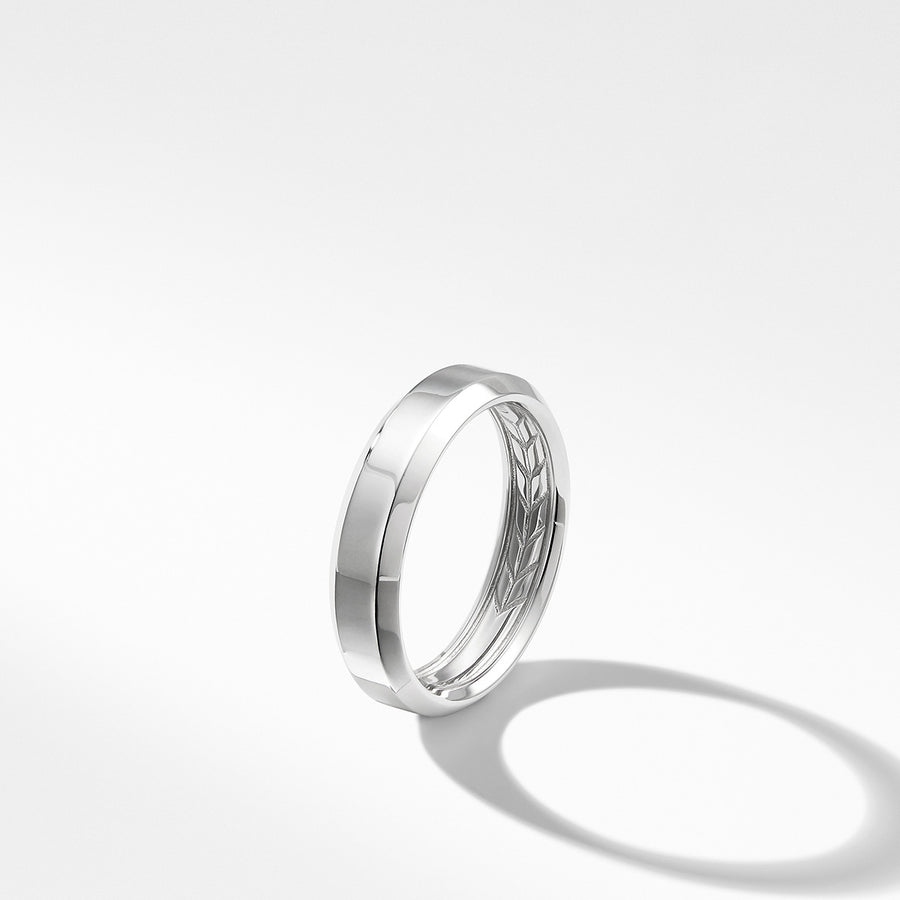 Beveled Band Ring in 18K White Gold