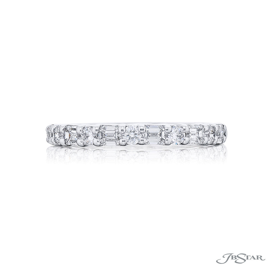 Emerald-cut and Round Diamond Wedding Band