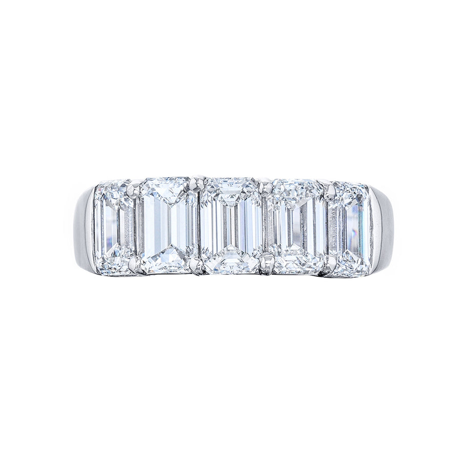 Platinum Emerald-cut Diamond Wedding Band