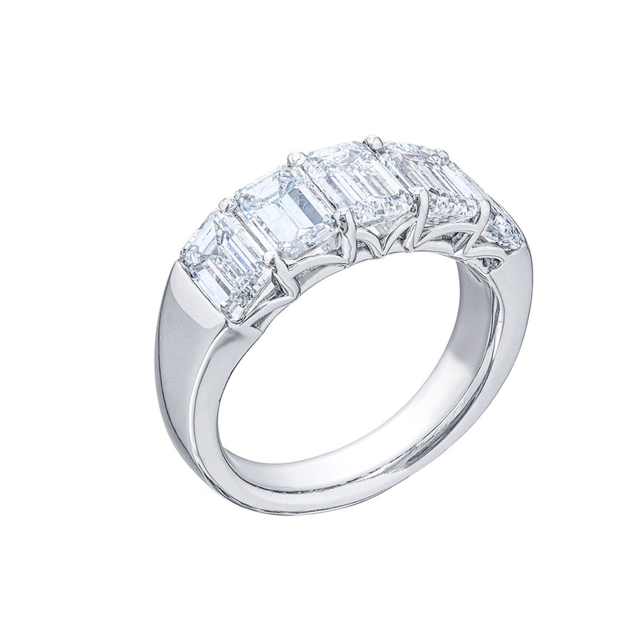 Platinum Emerald-cut Diamond Wedding Band