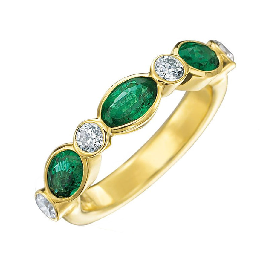 Marbella 18K Yellow Gold Diamond Emerald Stackable Ring