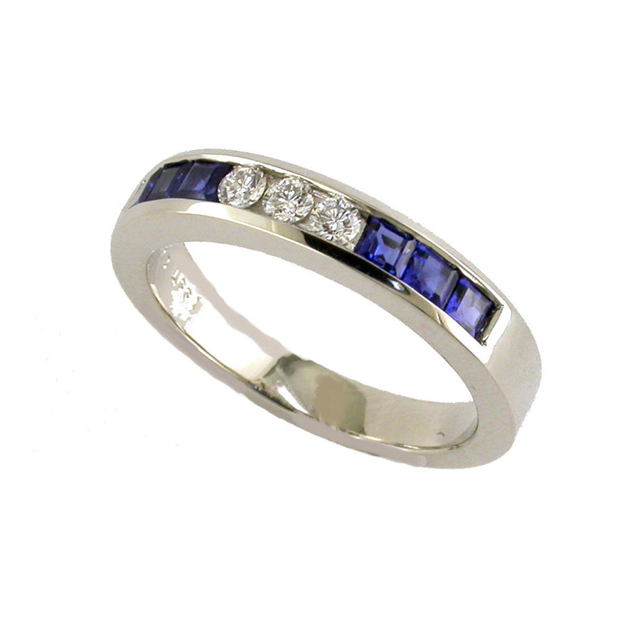 Platinum Sapphire and Diamond Wedding Band