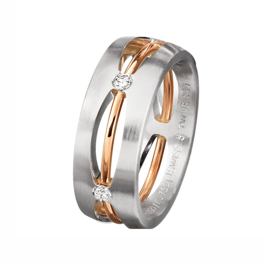 Two Tone Gold Wire Diamond Wedding Band