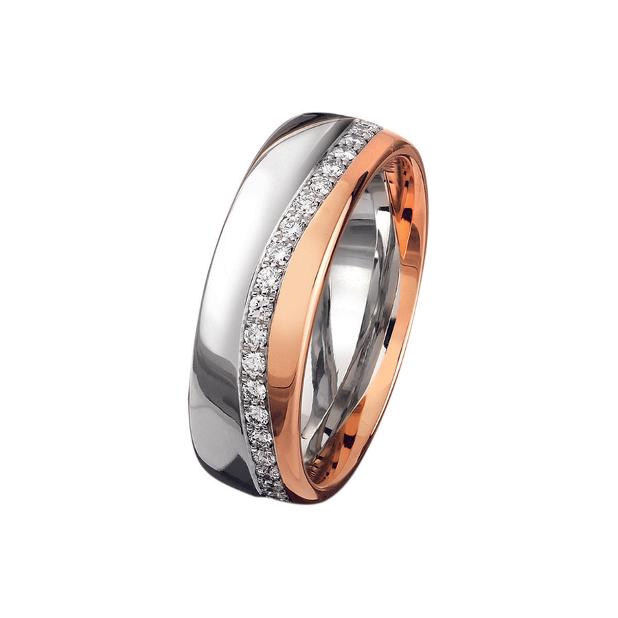 Two Tone Gold Diamond Wedding Band