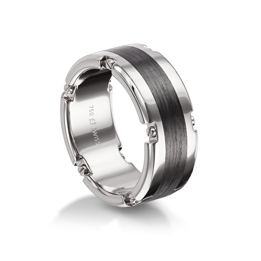 Palladium and Carbon Fiber Wedding Band