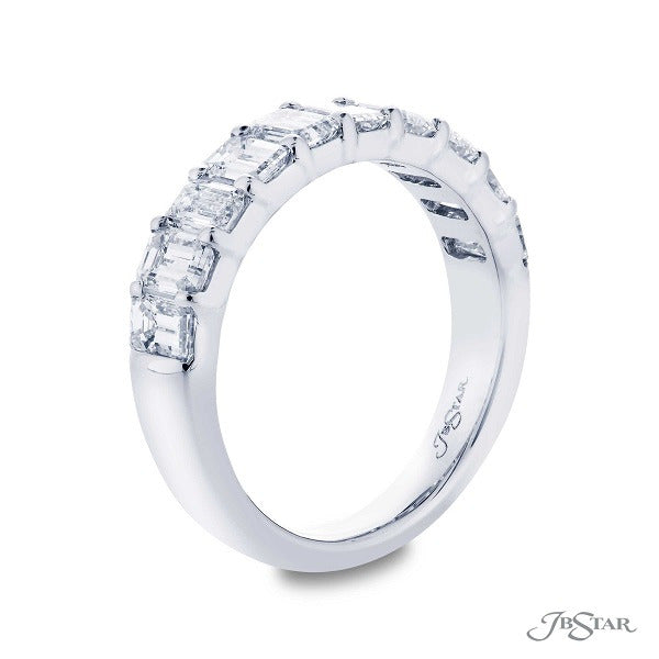 Platinum Emerald Cut Diamond Wedding Band