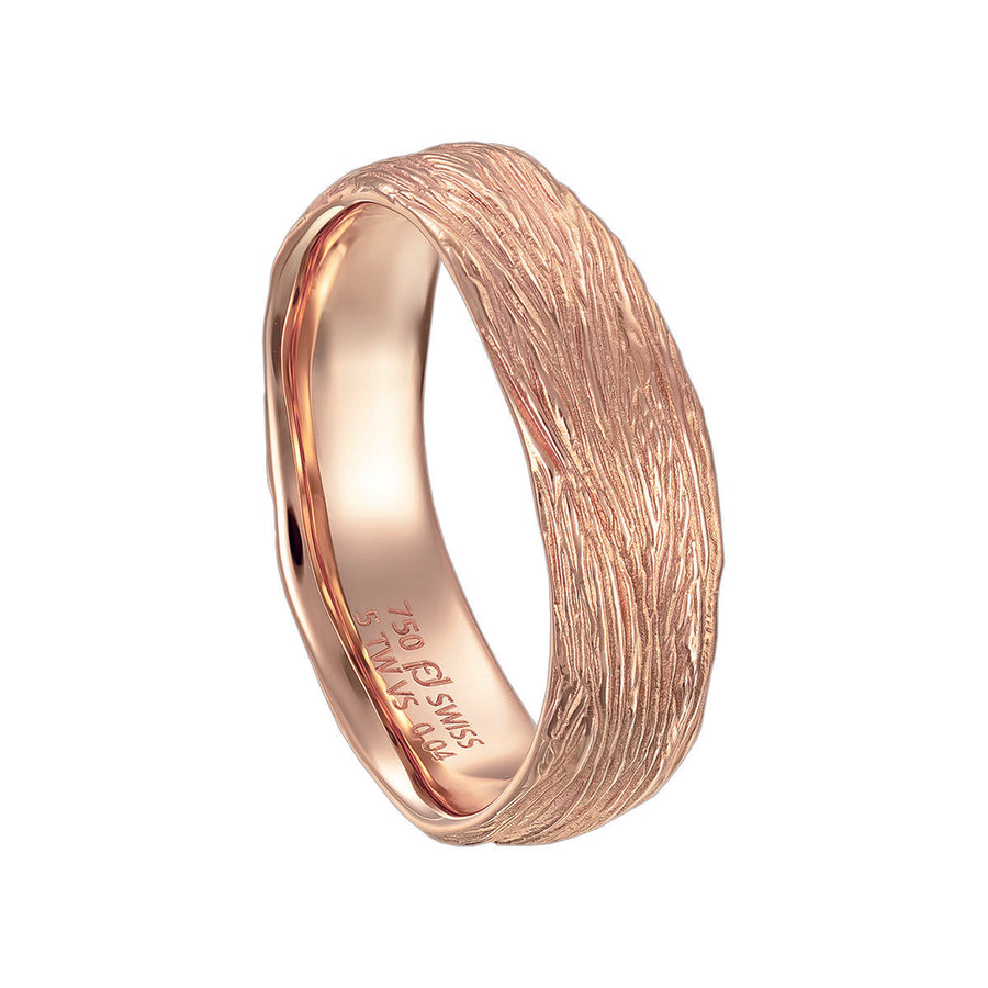 Gold Tree Bark Textured Wedding Band