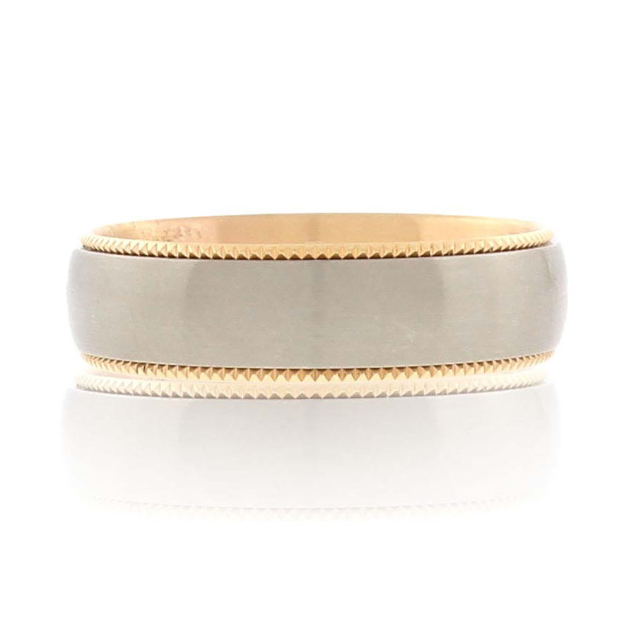 Two Tone Gold Milgrain Wedding Band
