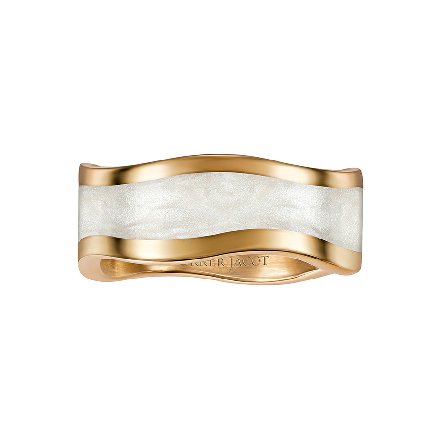 Wavy Ceramic Center Wedding Band