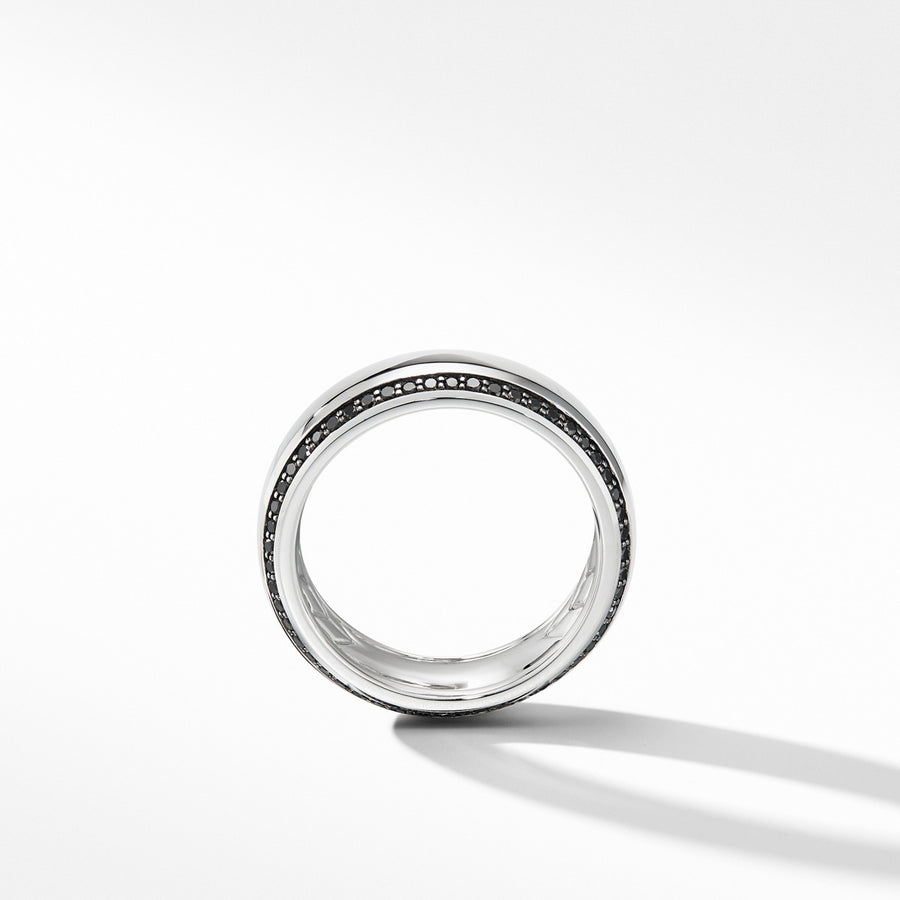 Beveled Band Ring in 18K White Gold with Black Diamonds