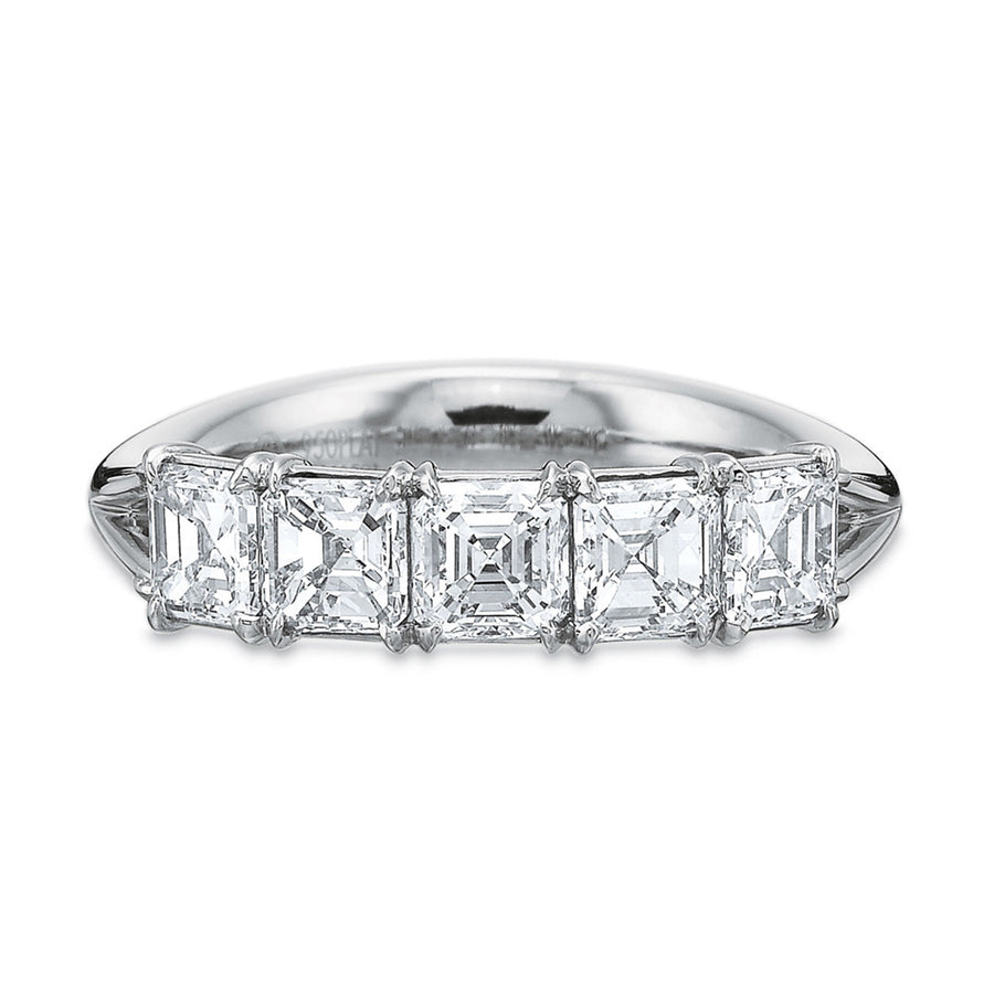 Silk Platinum Diamond 5-Stone Wedding Band