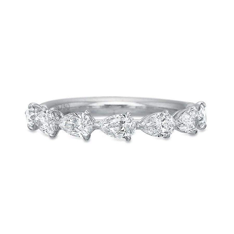 East-West Set Pear Shaped Diamond Wedding Band