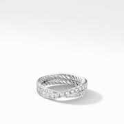 DY Crossover Wedding Band with Diamonds in Platinum