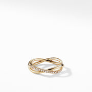 DY Lanai Band Ring in 18K Yellow Gold with Pave Diamonds