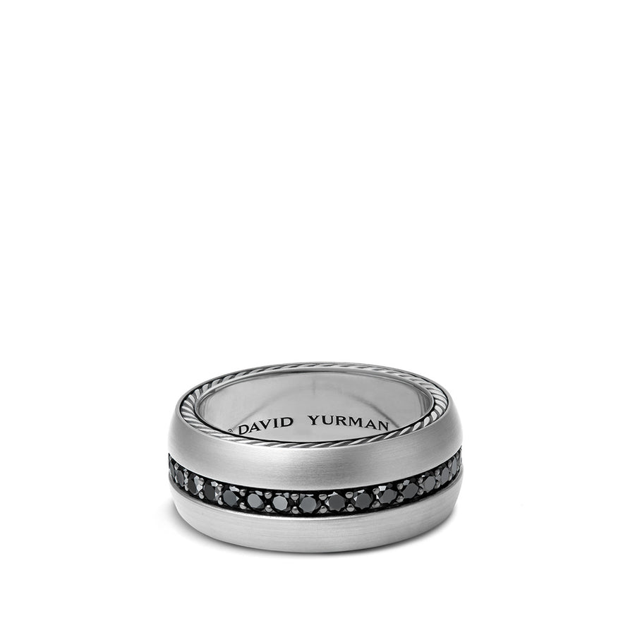 Streamline Wide Band Ring with Black Diamonds