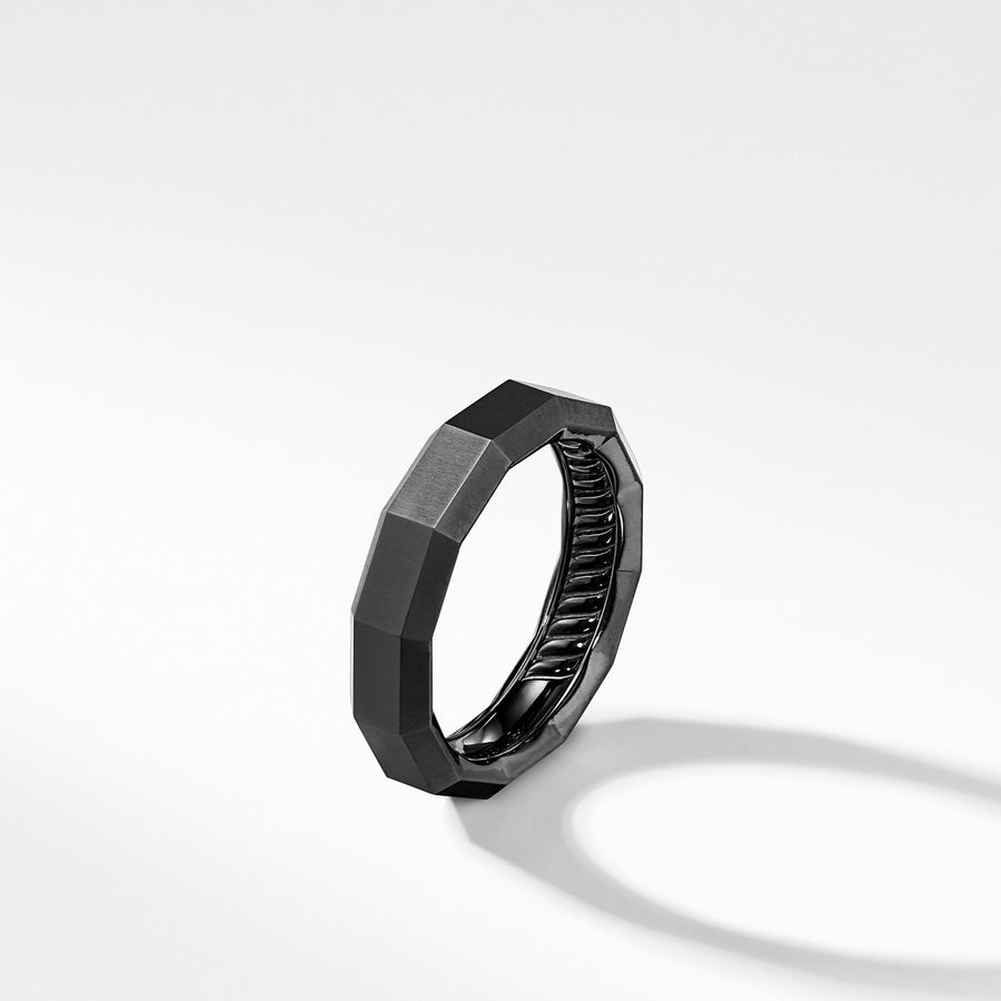 Faceted Band Ring in Black Titanium, 6mm