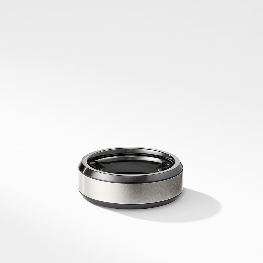 Beveled Band Ring in Black Titanium with Grey Titanium, 8mm