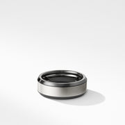 Beveled Band Ring in Black Titanium with Grey Titanium, 8mm
