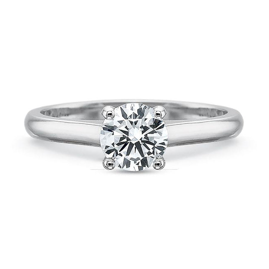 Petite Flush Fit Diamond Semi-Mount Ring in 18K White Gold and Platinum for Round Center, Size 6