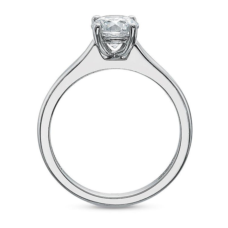 Petite Flush Fit Diamond Semi-Mount Ring in 18K White Gold and Platinum for Round Center, Size 6