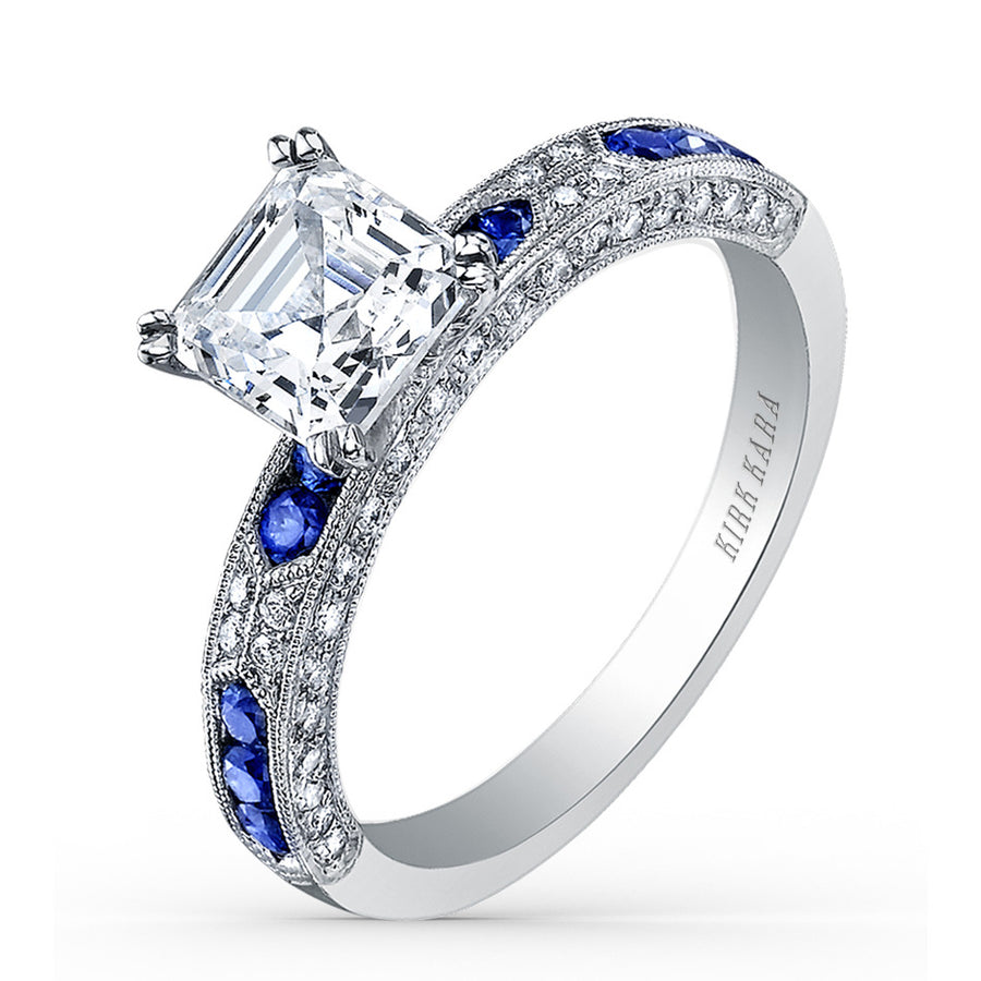Asscher Diamond and Sapphire Ring Setting