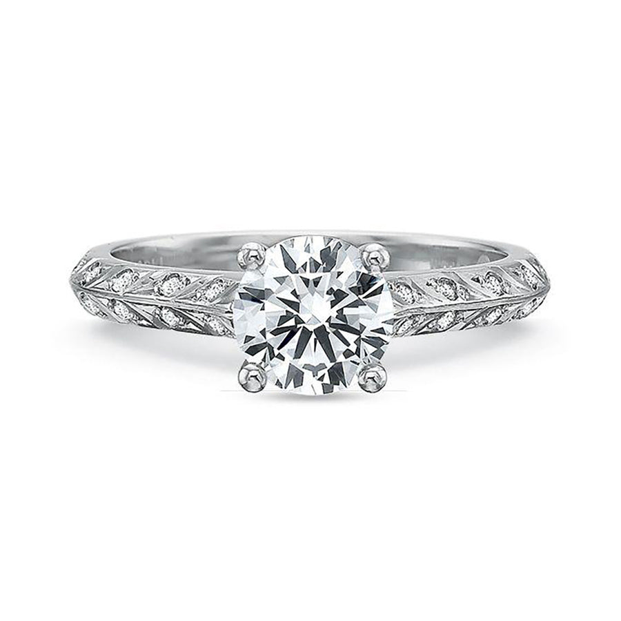 Diamond Engagement Ring Setting with Leaf Motif